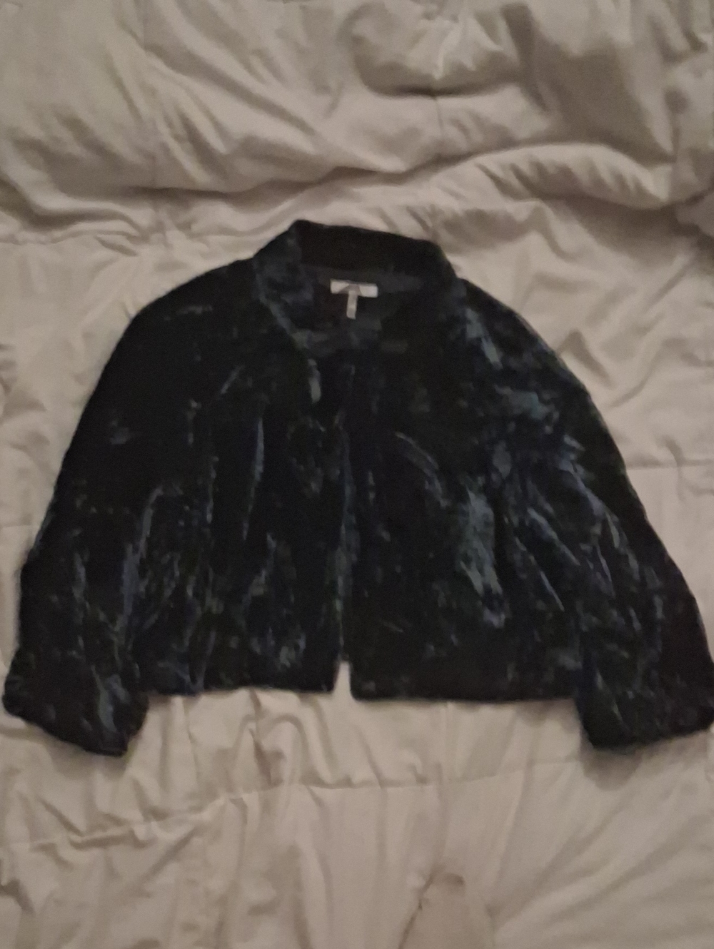 Metro 7 Crushed Velvet Cropped Jacket in Dark BLACK BLUE